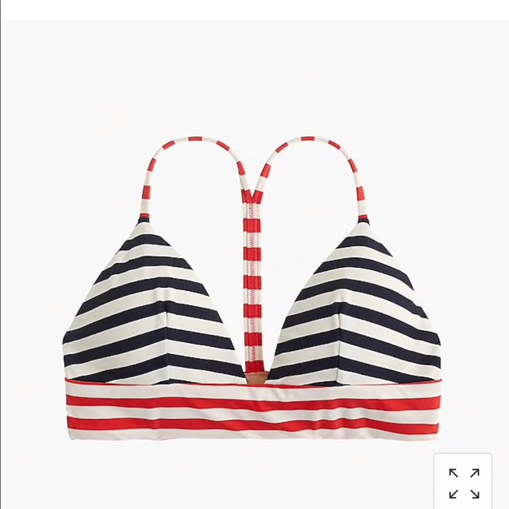 J. Crew Navy & Red Striped T-band Bikini Top